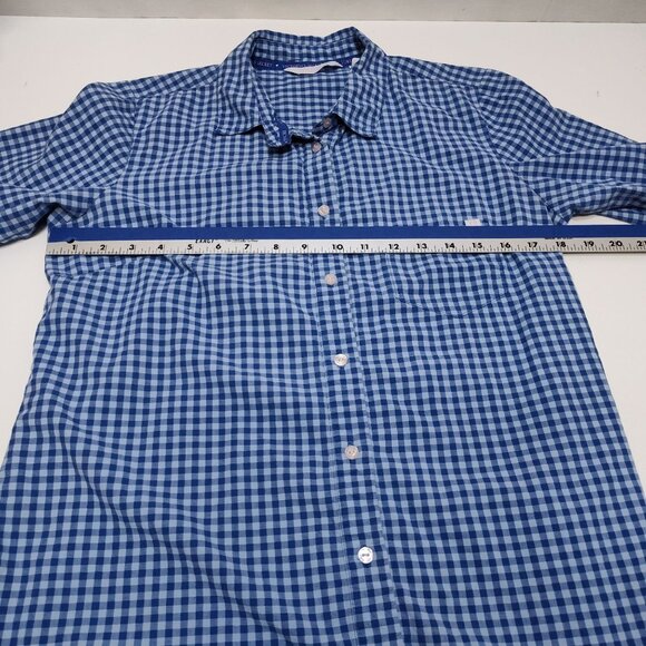 Victorias Secret Blue Gingham Med Button-Up Shirt Dress Long Sleeve Roll Up Tabs - Picture 11 of 11
